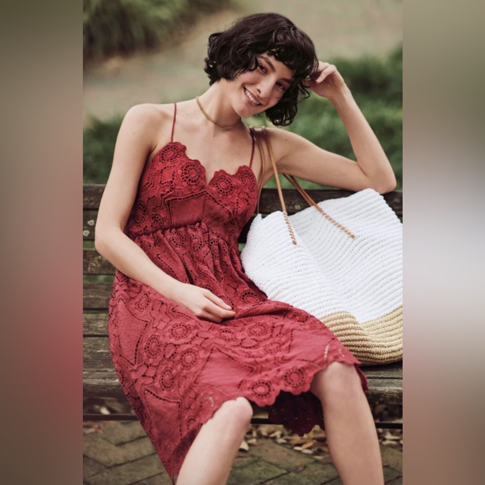 Maeve Anthropologie Summer Moon Red Lace Dress